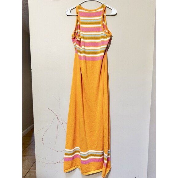 Trina Turk Kavaja 2 Stripe Maxi Sleeveless Summer Beach Dress Sherbet Orange XXL - Picture 2 of 15